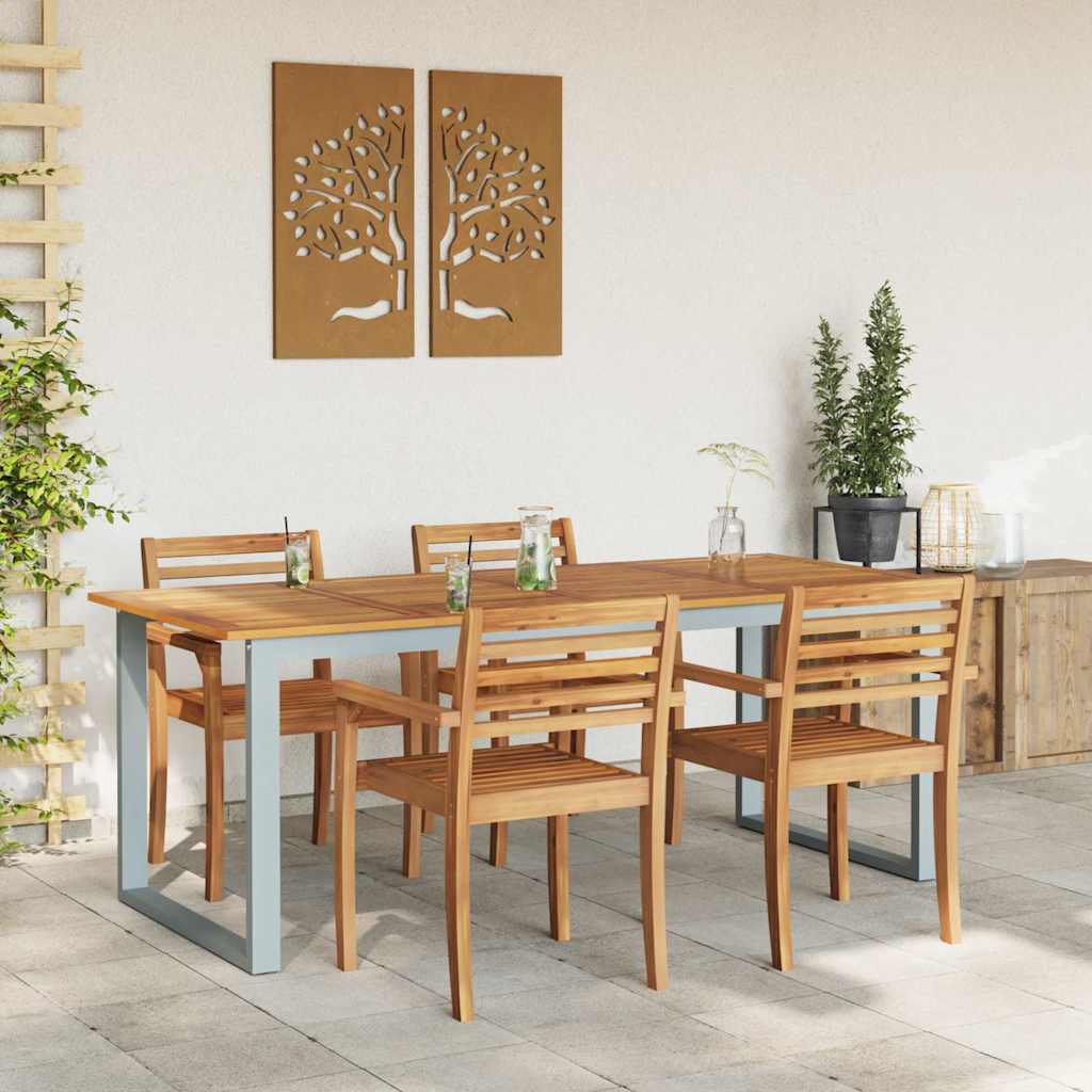 Hage middagbord Grå 200 x 90 x 75 cm Stål og solid akasietre