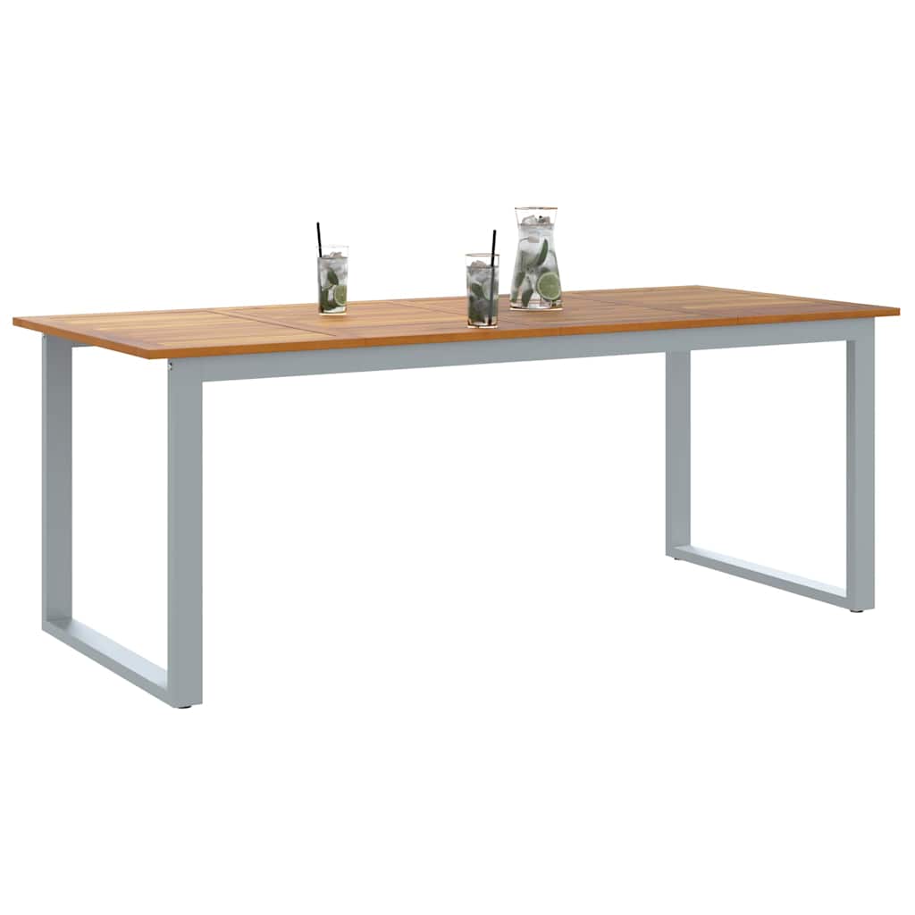 Hage middagbord Grå 200 x 90 x 75 cm Stål og solid akasietre