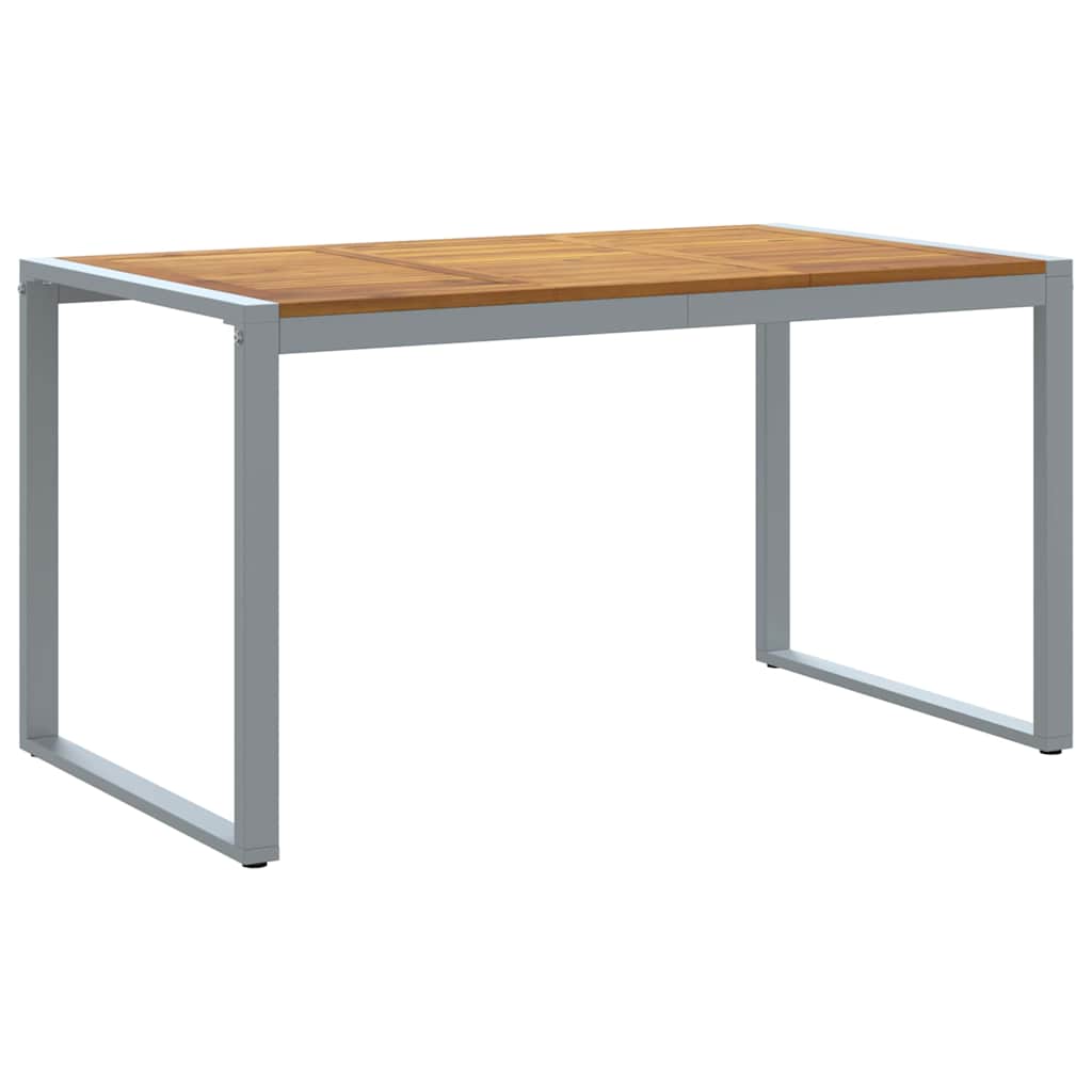 Hage middagbord Grå 140 x 80 x 75 cm Stål og solid akasietre