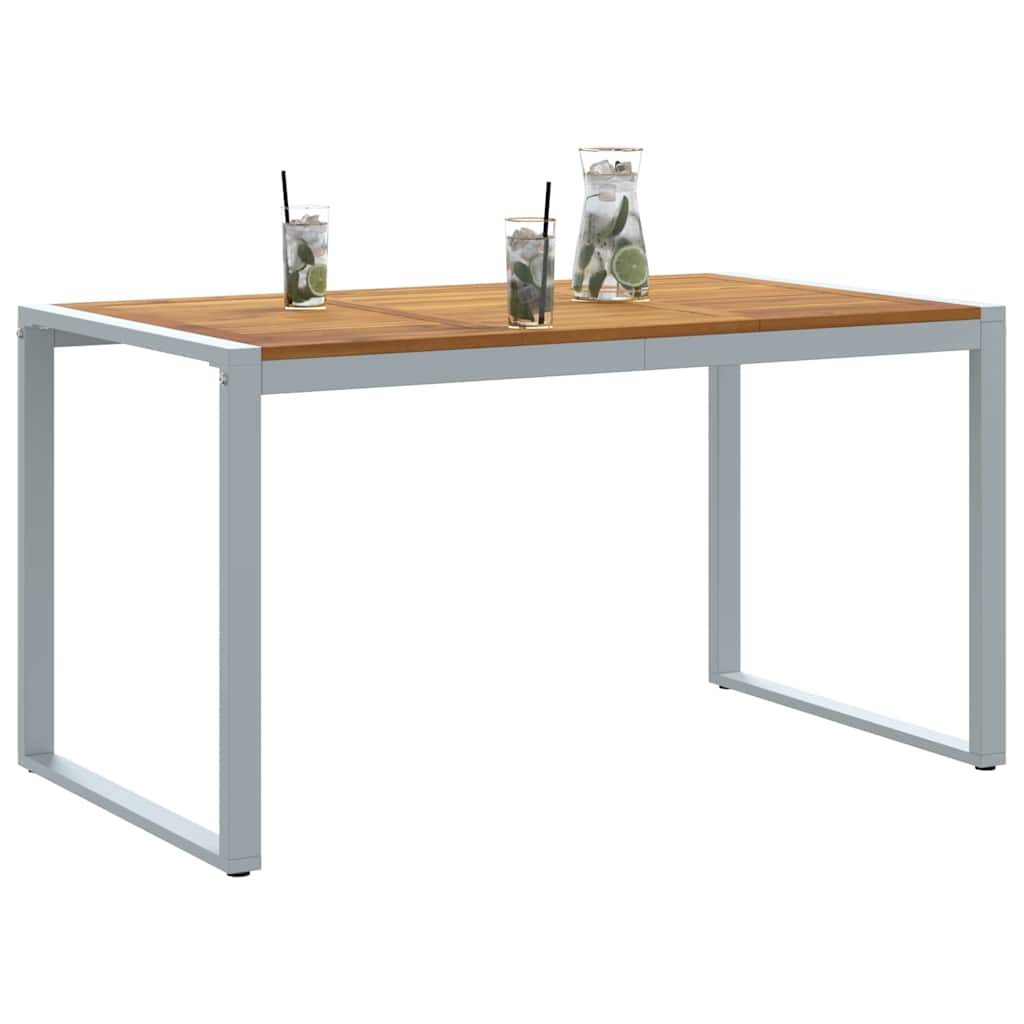 Hage middagbord Grå 140 x 80 x 75 cm Stål og solid akasietre