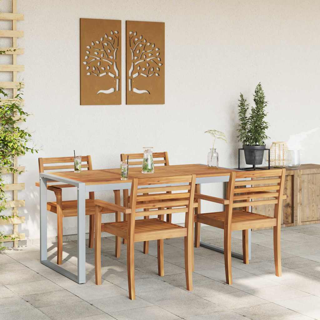 Hage middagbord Grå 160 x 80 x 75 cm Stål og solid akasietre