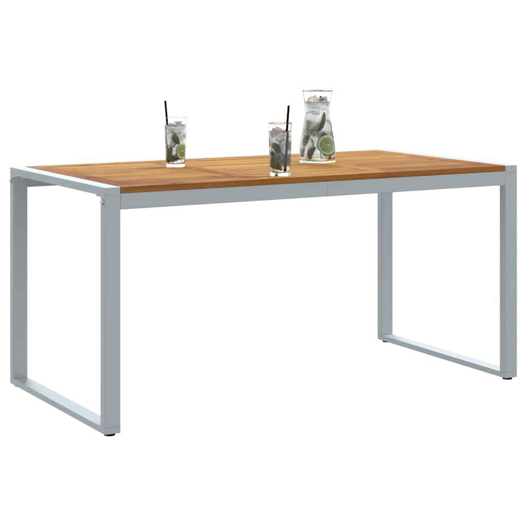 Hage middagbord Grå 160 x 80 x 75 cm Stål og solid akasietre