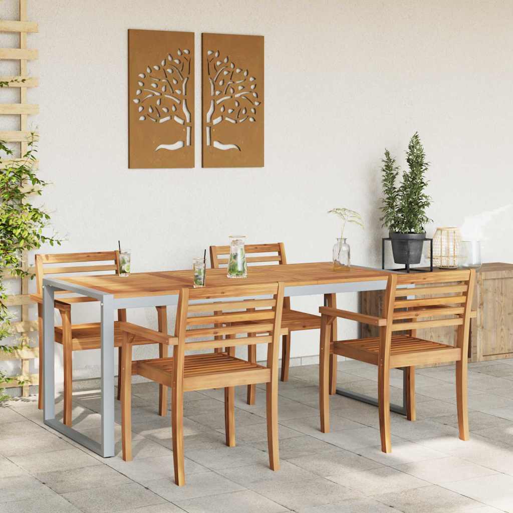 Hage middagbord Grå 180 x 90 x 75 cm Stål og solid akasietre