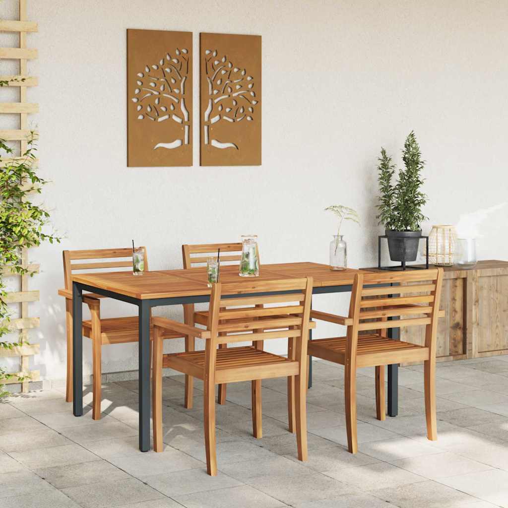 Utendørsbord Naturlig og svart 150 x 90 x 75 cm heltre akasie