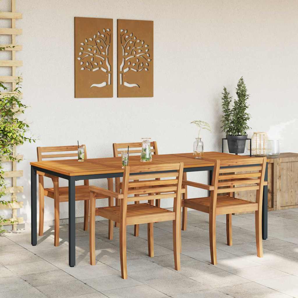Utendørsbord Naturlig og svart 200 x 90 x 75 cm heltre akasie