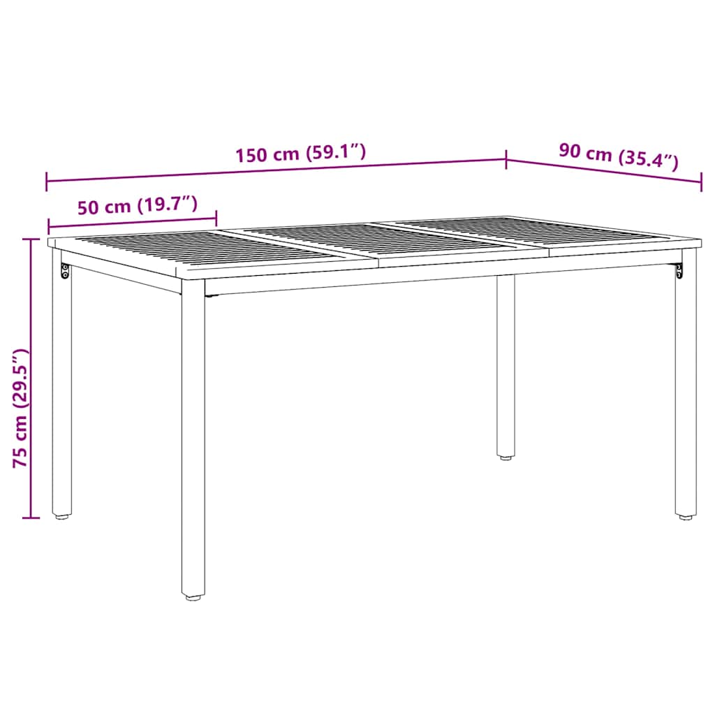 Utendørsbord Naturlig og grå 150 x 90 x 75 cm heltre akasie