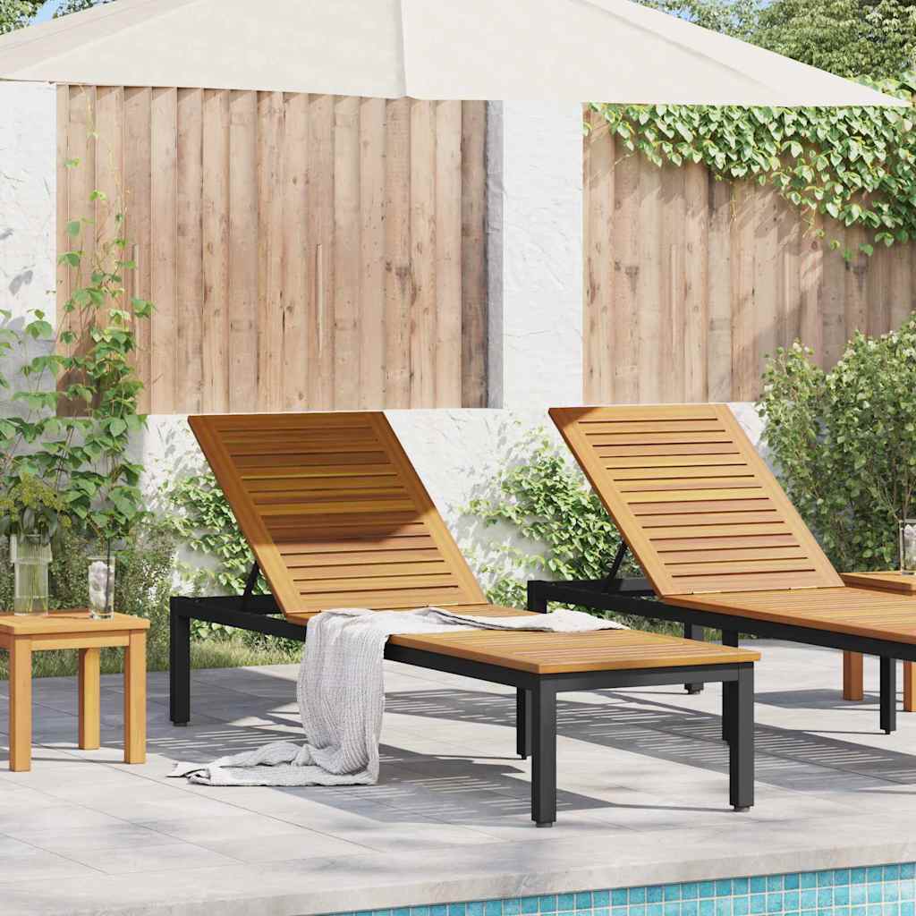 Solseng 1-person Svart 200 x 55 x 35 cm Massivt akasietre