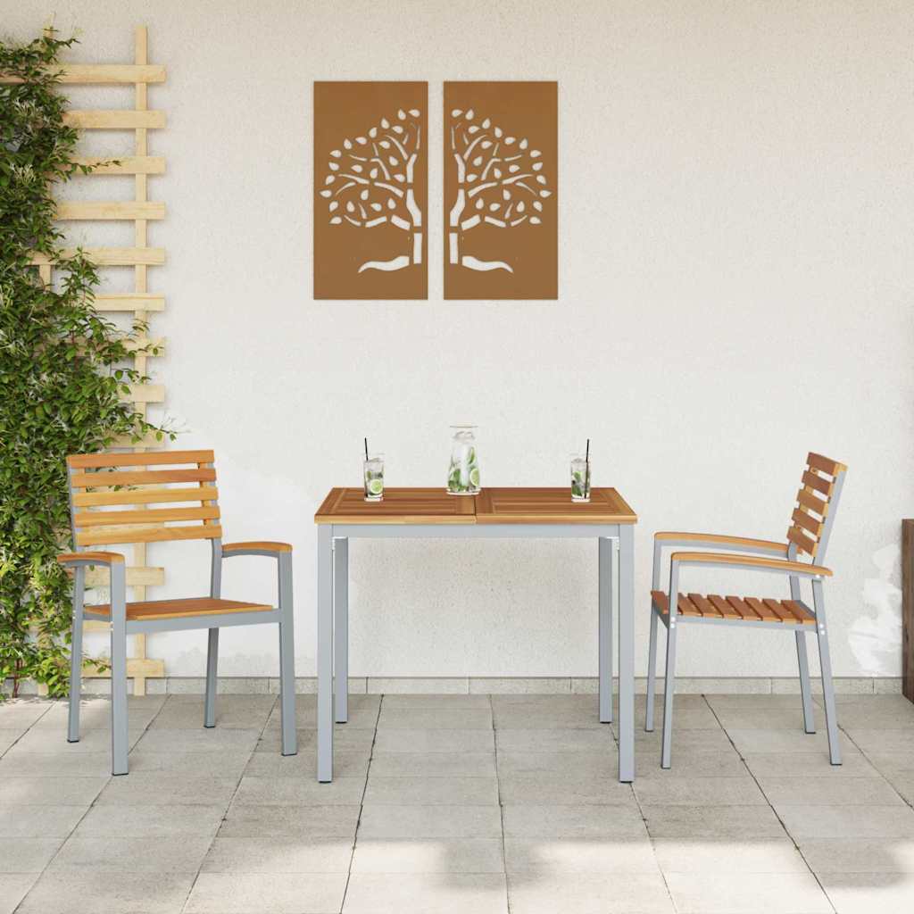 Hage Stol 2 pcs Brun 56 x 57 x 87cm Massivt akasietre