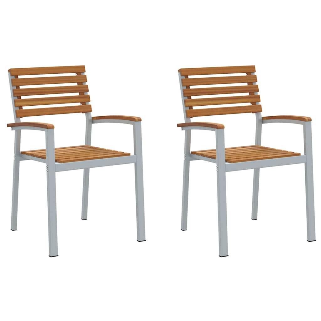 Hage Stol 2 pcs Brun 56 x 57 x 87cm Massivt akasietre
