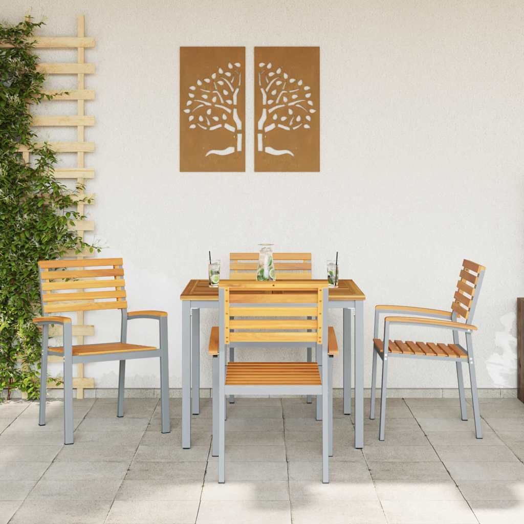 Hage Stol 4 pcs Brun 56 x 57 x 87cm Massivt akasietre