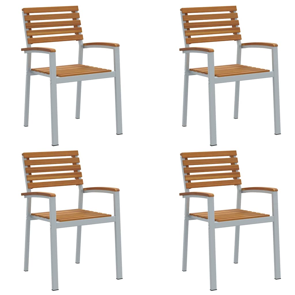 Hage Stol 4 pcs Brun 56 x 57 x 87cm Massivt akasietre