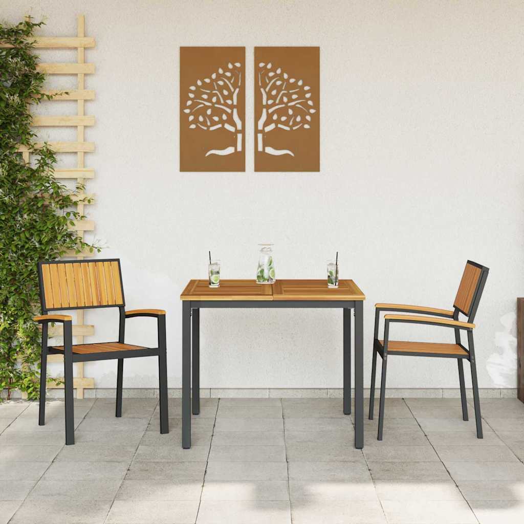Hage Stol 2 pcs Brun 56 x 57 x 87cm Massivt akasietre