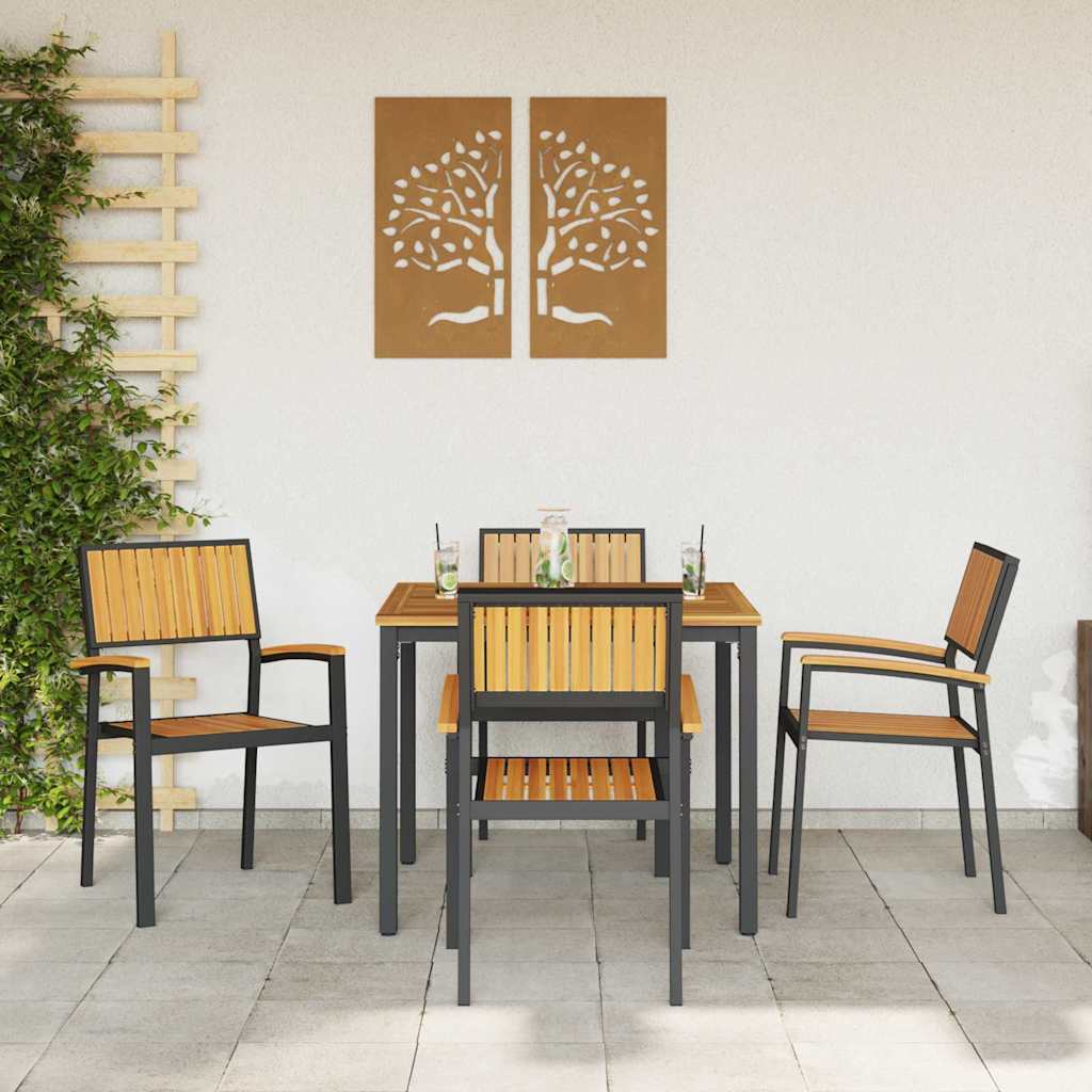 Hage Stol 4 pcs Brun 56 x 57 x 87cm Massivt akasietre