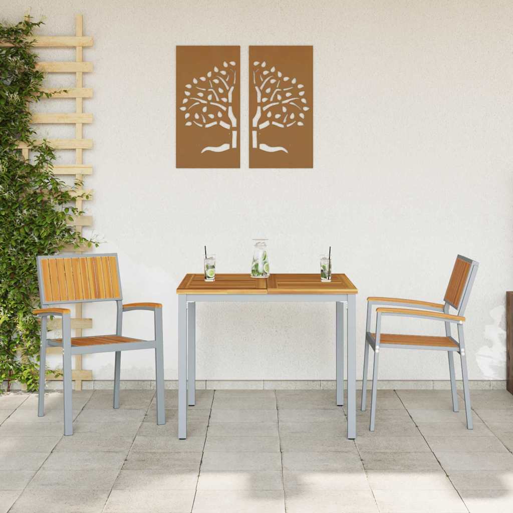 Hage Stol 2 pcs Brun 56 x 57 x 87cm Massivt akasietre