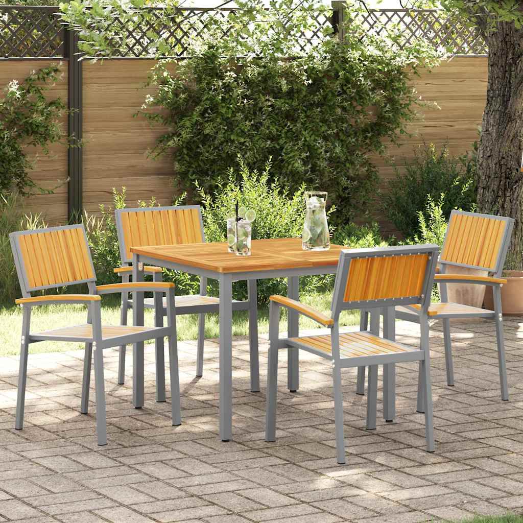 Hage Stol 4 pcs Brun 56 x 57 x 87cm Massivt akasietre