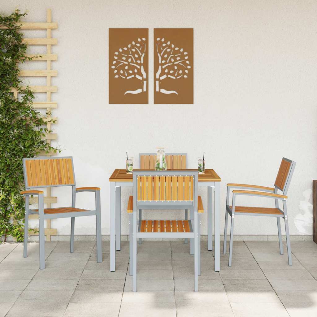 Hage Stol 4 pcs Brun 56 x 57 x 87cm Massivt akasietre