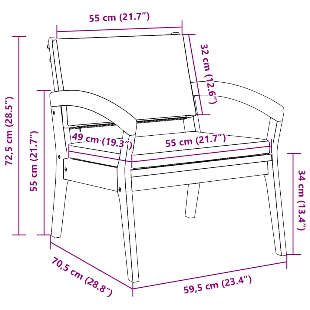 Hagemøbler 2 stk 59,5x70,5x72,5 cm Massivt akasietre