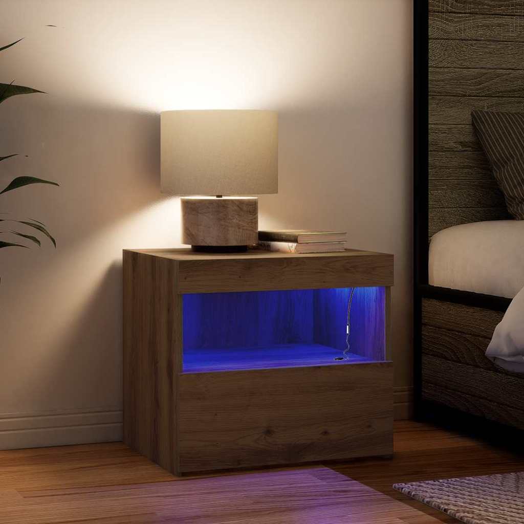 Nattbord 2 pcs artisan eik 50 x 40 x 45 cm Konstruert tre