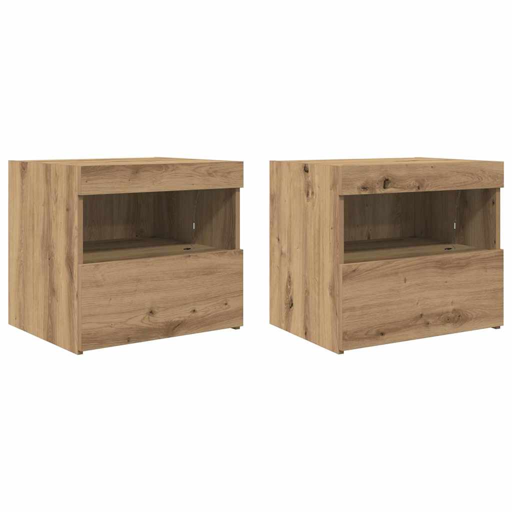 Nattbord 2 pcs artisan eik 50 x 40 x 45 cm Konstruert tre