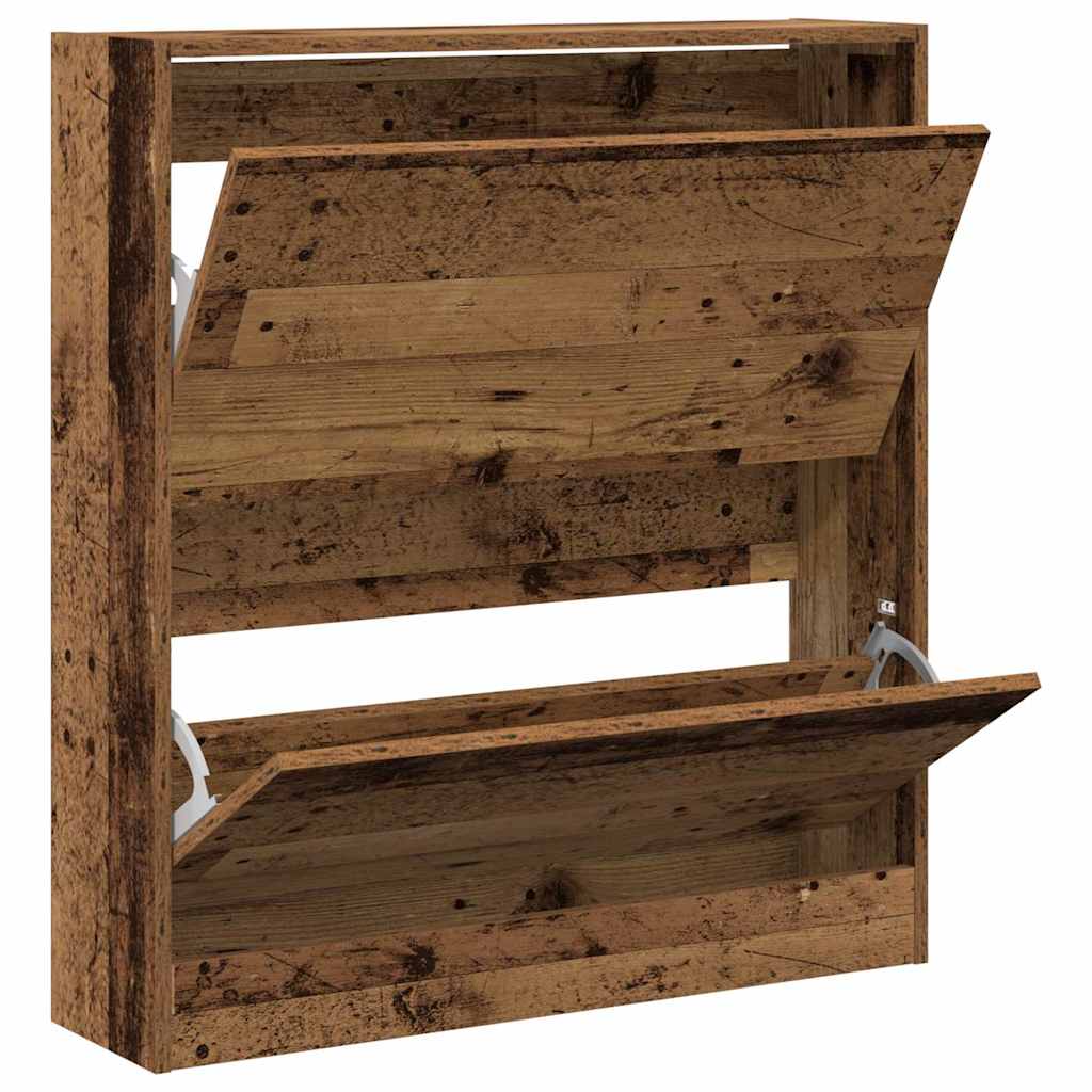 Skohylle med Flip Skuff Gamle Tremateriale 80x21x87,5 cm