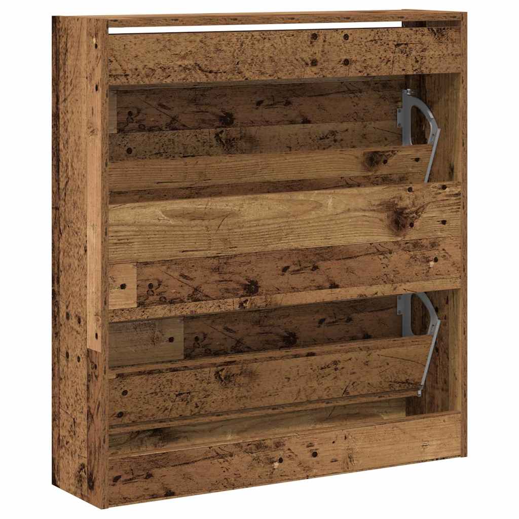 Skohylle med Flip Skuff Gamle Tremateriale 80x21x87,5 cm