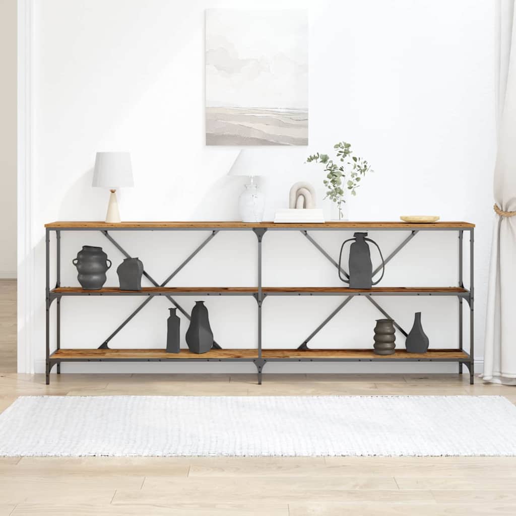Konsollbord Gamle tre 200 x 30 x 75 cm Ingeniørtre og metall