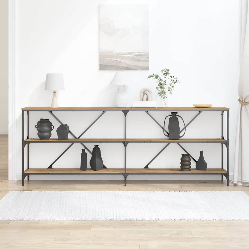 Konsollbord artisan eik 200 x 30 x 75 cm Ingeniørtre og metall