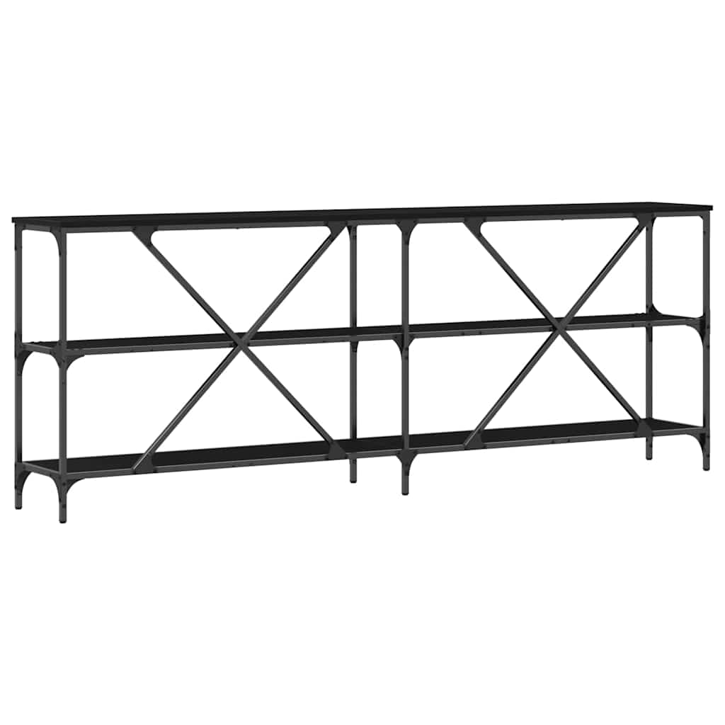Konsollbord Svart eik 200 x 30 x 75 cm Ingeniørtre og metall