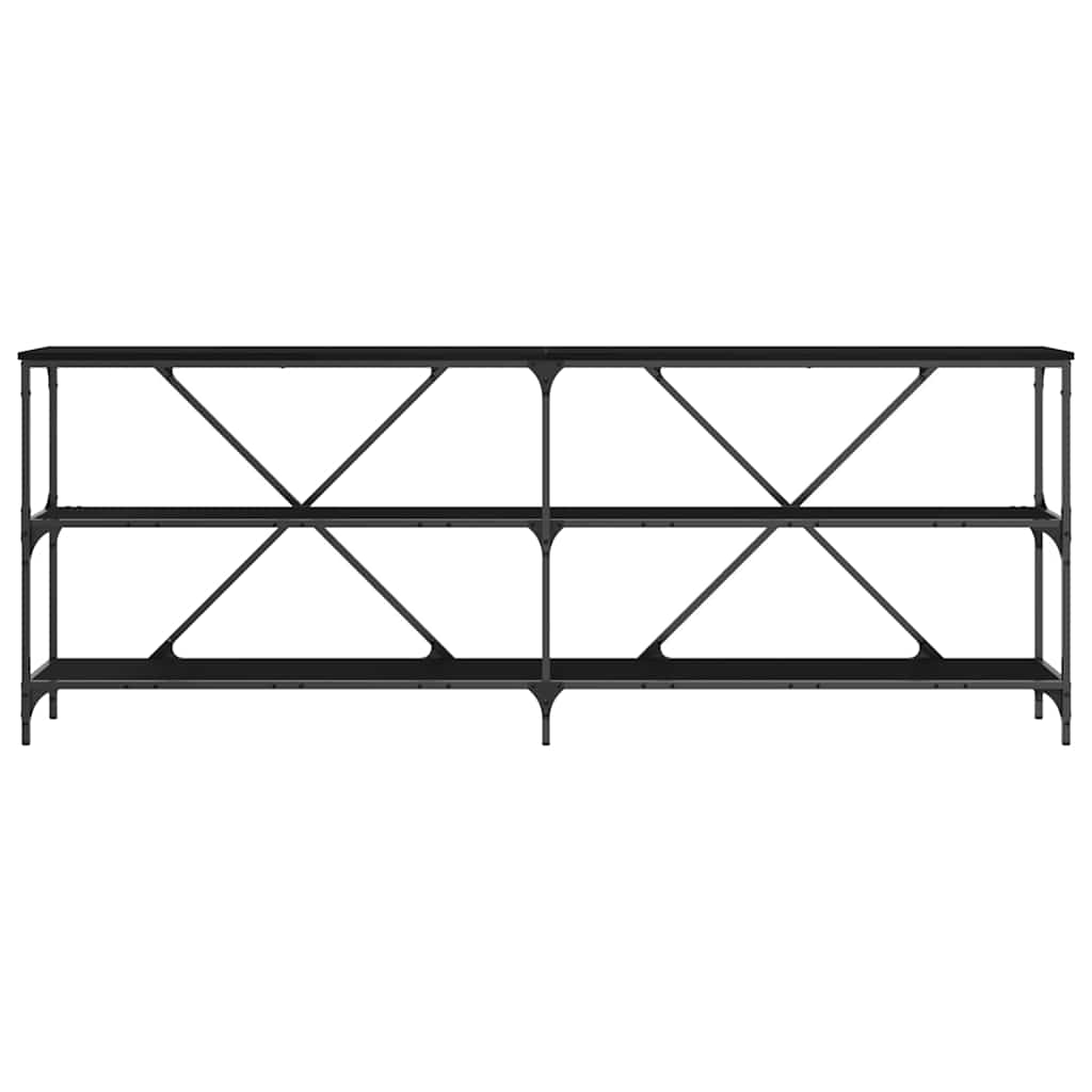Konsollbord Svart eik 200 x 30 x 75 cm Ingeniørtre og metall