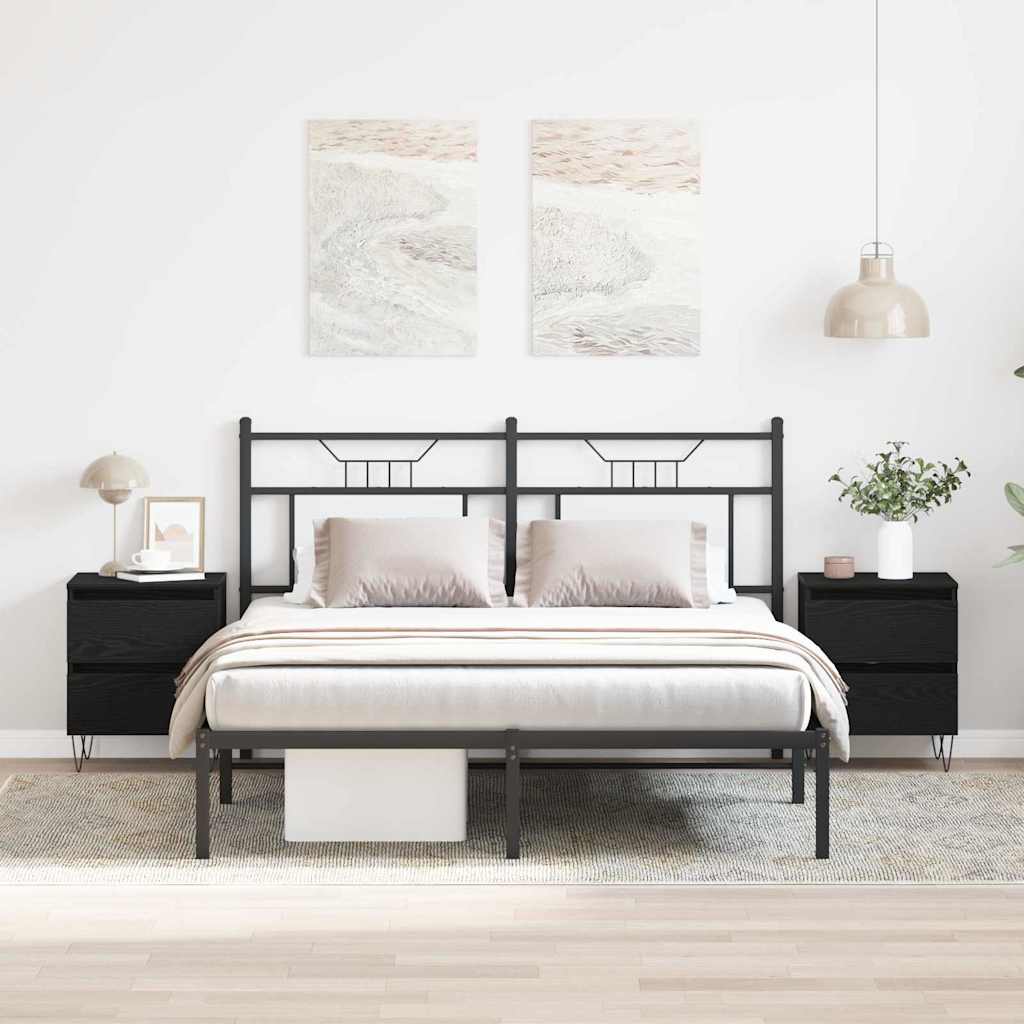 Nattbordskap 2 pcs Svart eik 40 x 35 x 50 cm Konstruert tre