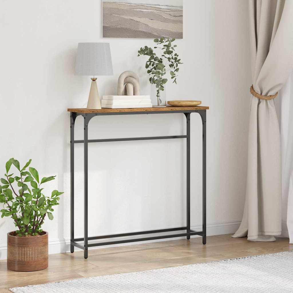 Konsollbord Gammel Tre 75x19,5x75 cm Konstruert Tre og Stål