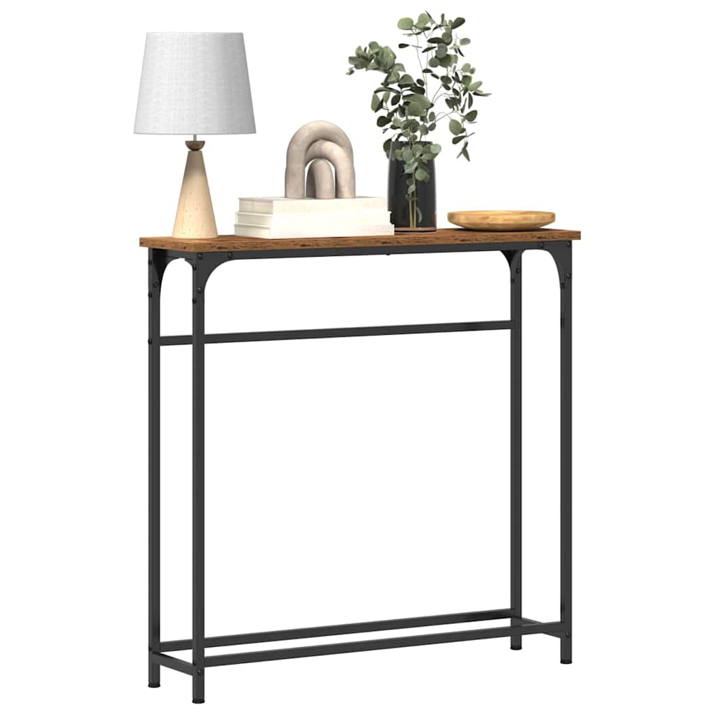 Konsollbord Gammel Tre 75x19,5x75 cm Konstruert Tre og Stål