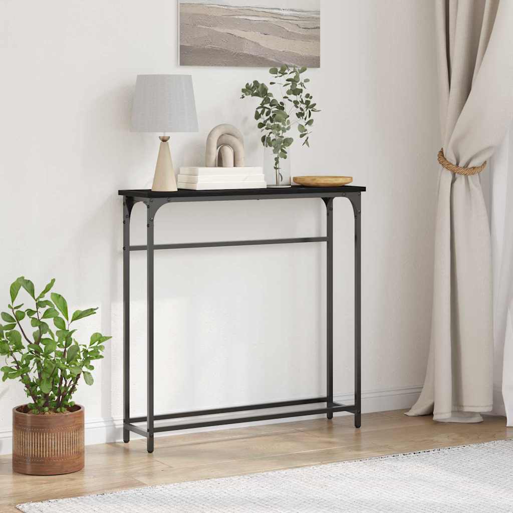 Konsollbord Svart Eik 75x19,5x75 cm Konstruert Tre
