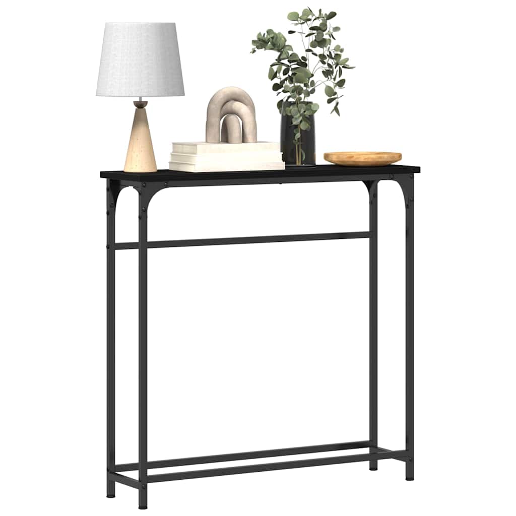 Konsollbord Svart Eik 75x19,5x75 cm Konstruert Tre