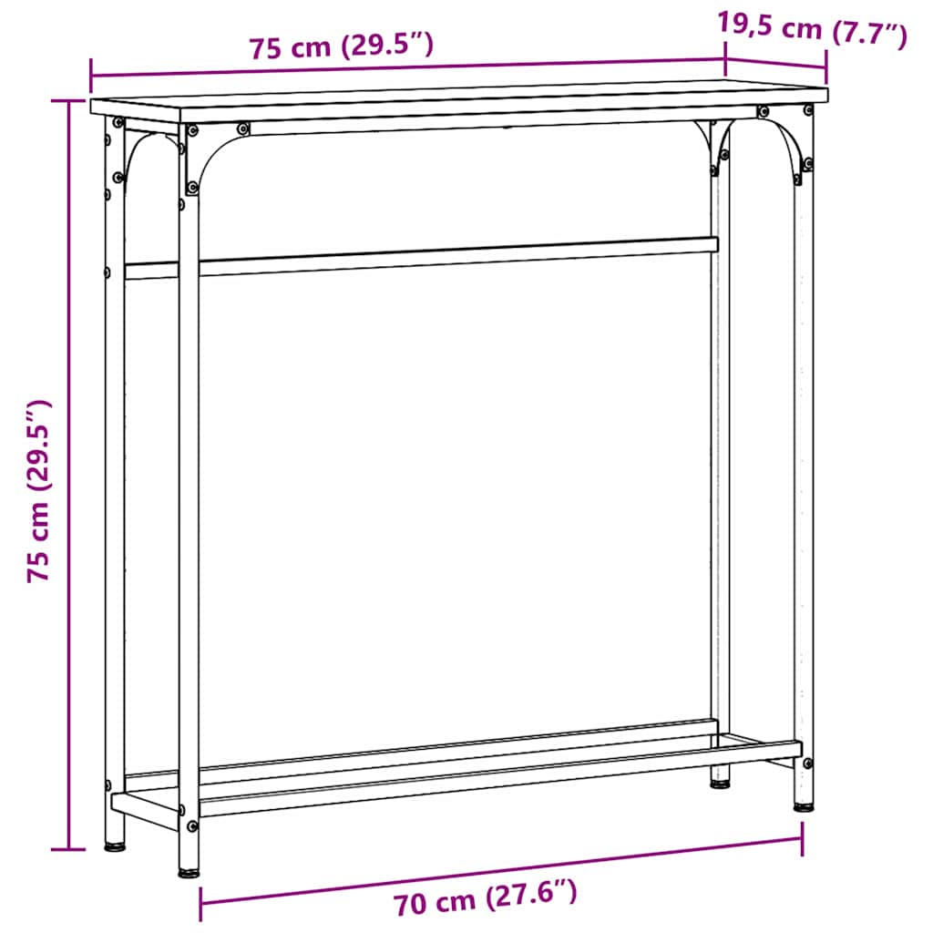 Konsollbord Svart Eik 75x19,5x75 cm Konstruert Tre