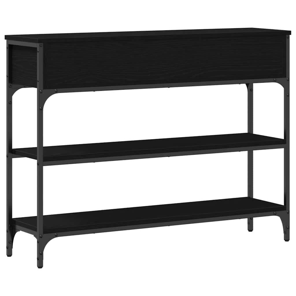 Konsollbord svart eik 100x25x75 cm konstruert tre og stål
