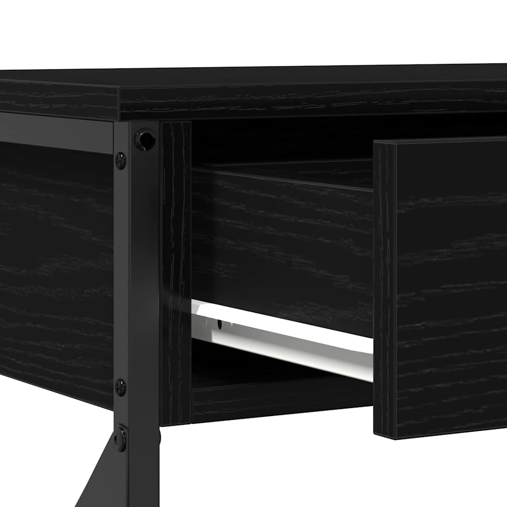 Konsollbord Svart Eik 100x28x75 cm Konstruert Tre & Stål