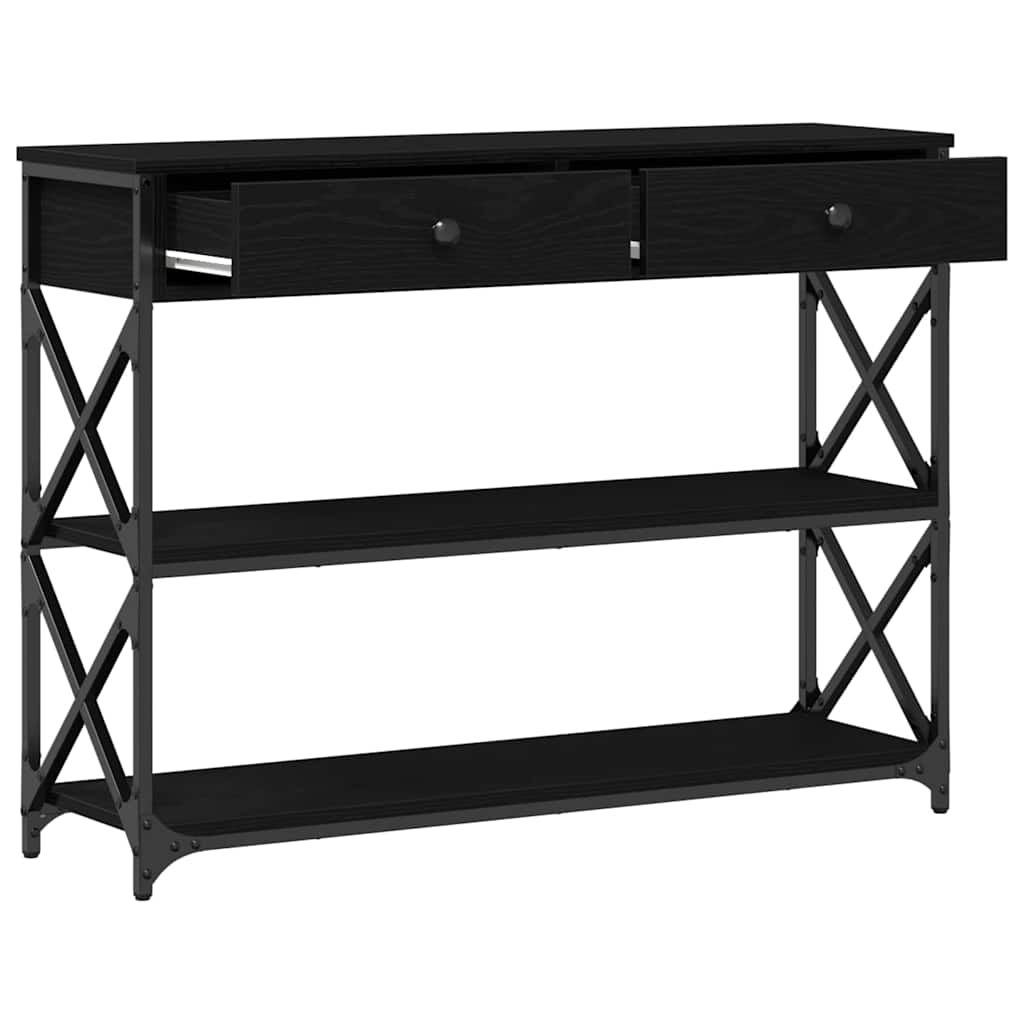 Konsollbord Svart Eik 100x28x75 cm Konstruert Tre & Stål