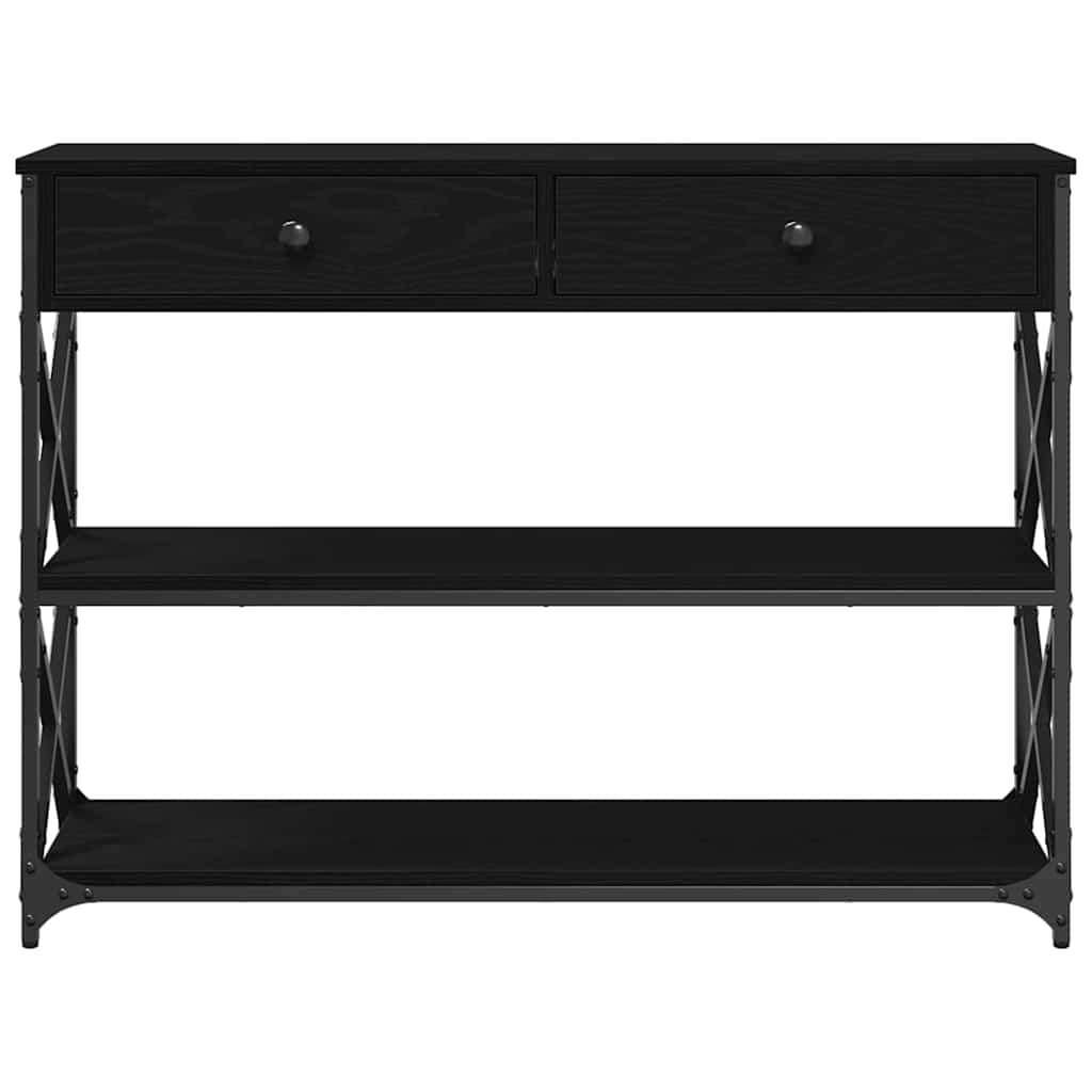 Konsollbord Svart Eik 100x28x75 cm Konstruert Tre & Stål