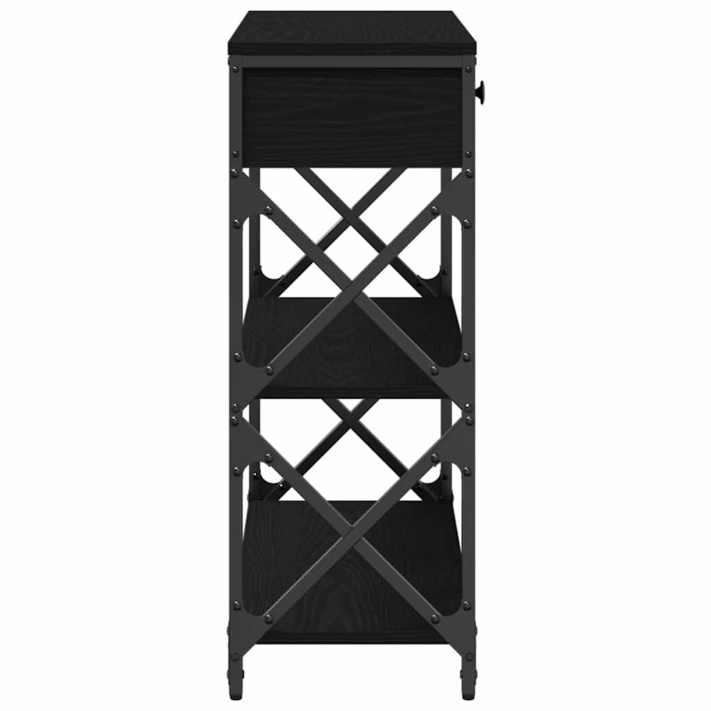 Konsollbord Svart Eik 75x28x75 cm Ingeniørtre og Stål
