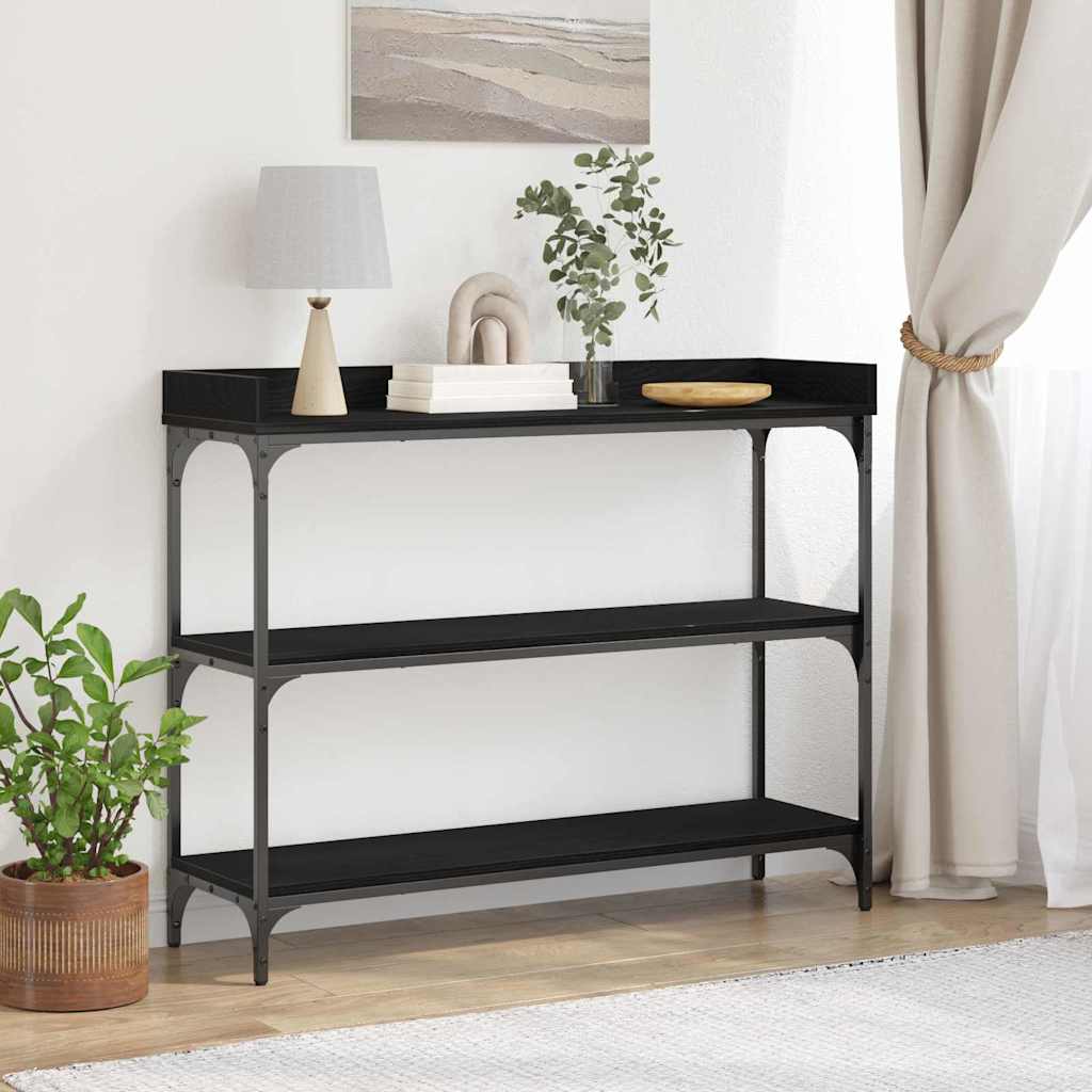 Konsollbord Svart Eik 100x30x80 cm Konstruert Tre og Stål