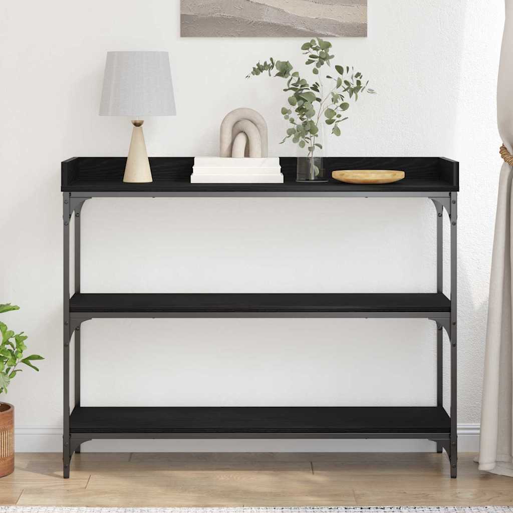Konsollbord Svart Eik 100x30x80 cm Konstruert Tre og Stål