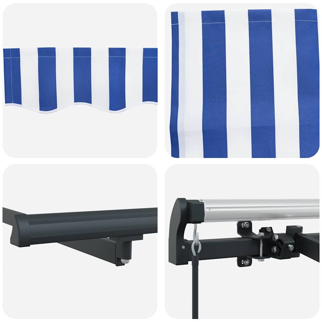 Innvendbar Markise Blå og hvit 3,5 x 2 m Polyester og aluminium