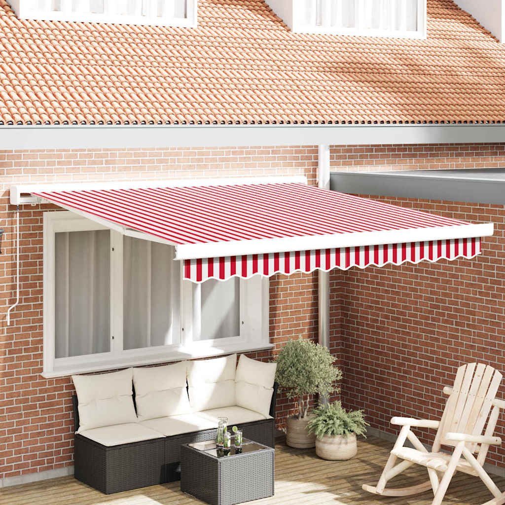 Uttrekkbar Markise Rød og hvit 300 x 250 cm Stoff, Metall