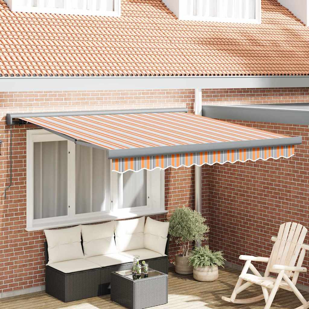 Manuell Uttrekkbar Markise, Flerfarget Stripe, 300 x 250 cm