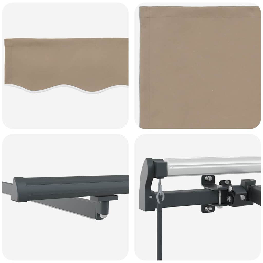 Innvendbar Markise med LED -stripelys Beige 300 x 250 cm stoff