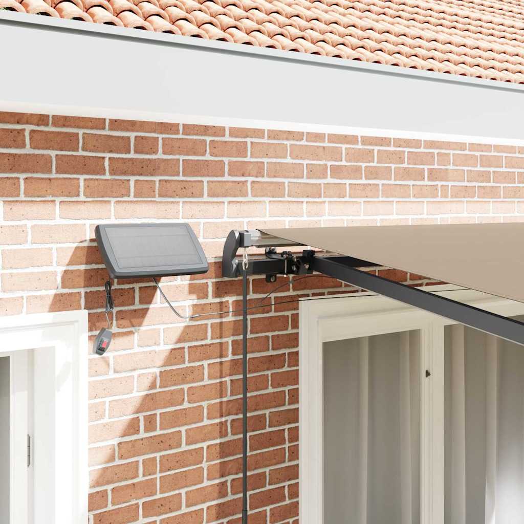 Innvendbar Markise med LED -stripelys Beige 300 x 250 cm stoff