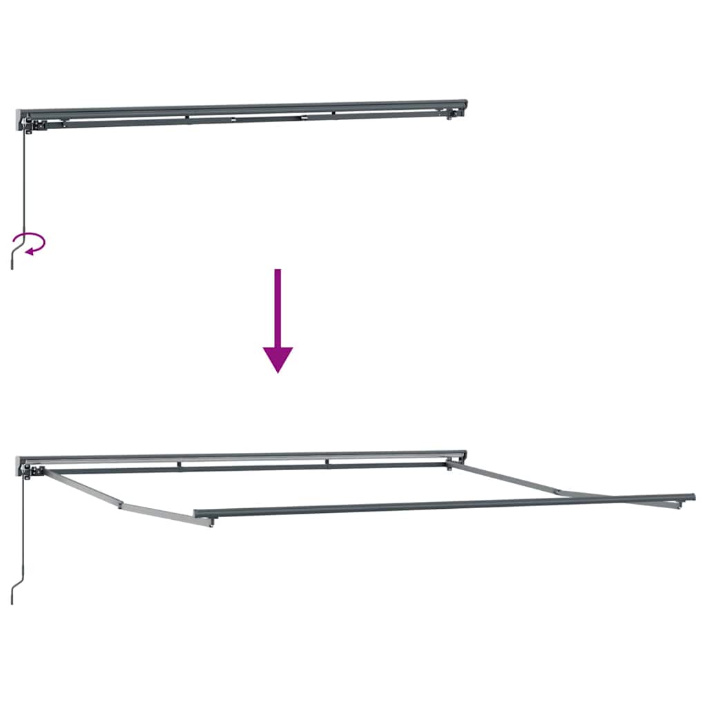 Innvendbar Markise Oransje og hvit 350 x 250 cm Stoff og Metall
