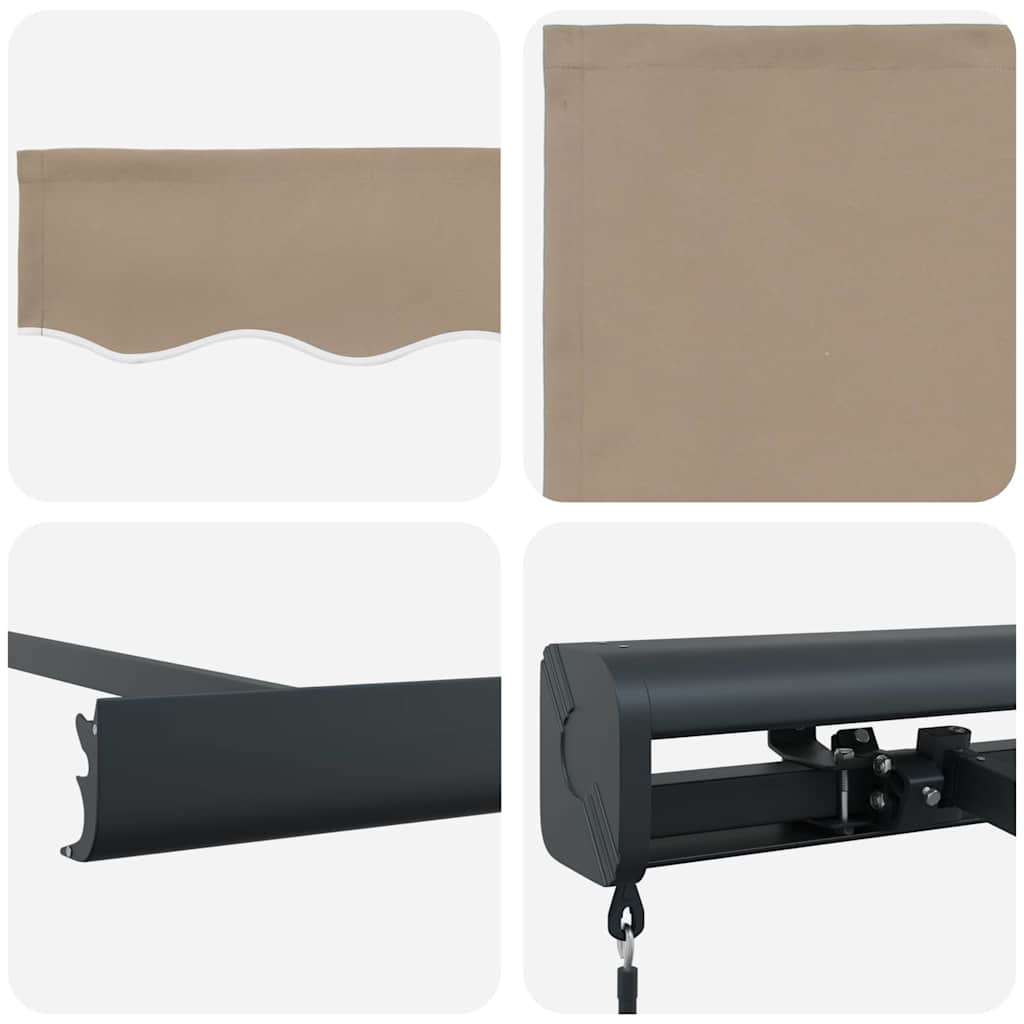 Innvendbar Markise Beige 350 x 250 cm Stoff, Metall