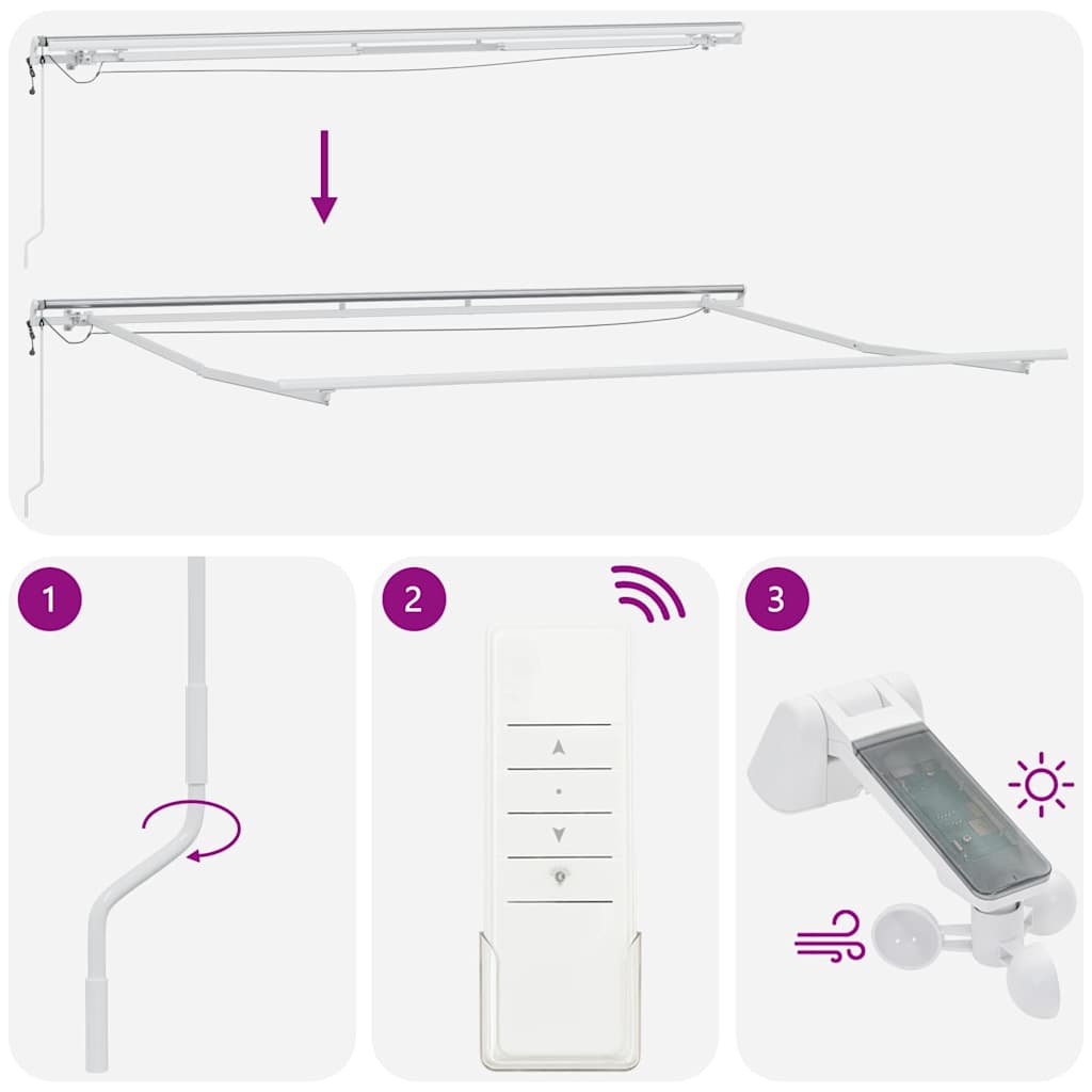 Automatisk Utrekksmarkise med LED Flerfarget Stripe 500 x 300 cm